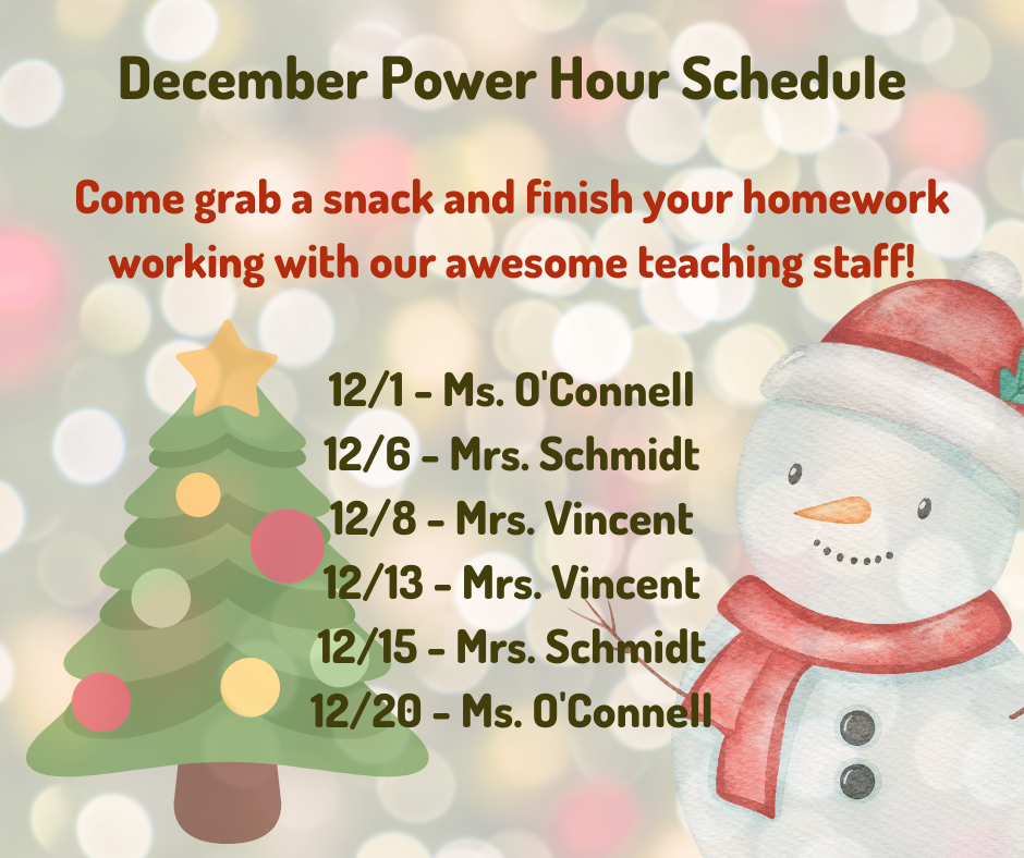 December Power Hour Schedule